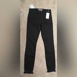 Sam Edelman black straight leg fringe beaded jeans